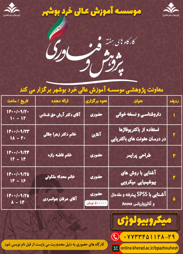 کارگاه های هفته پژوهش و فناوری 1400 - میکروبیولوژی