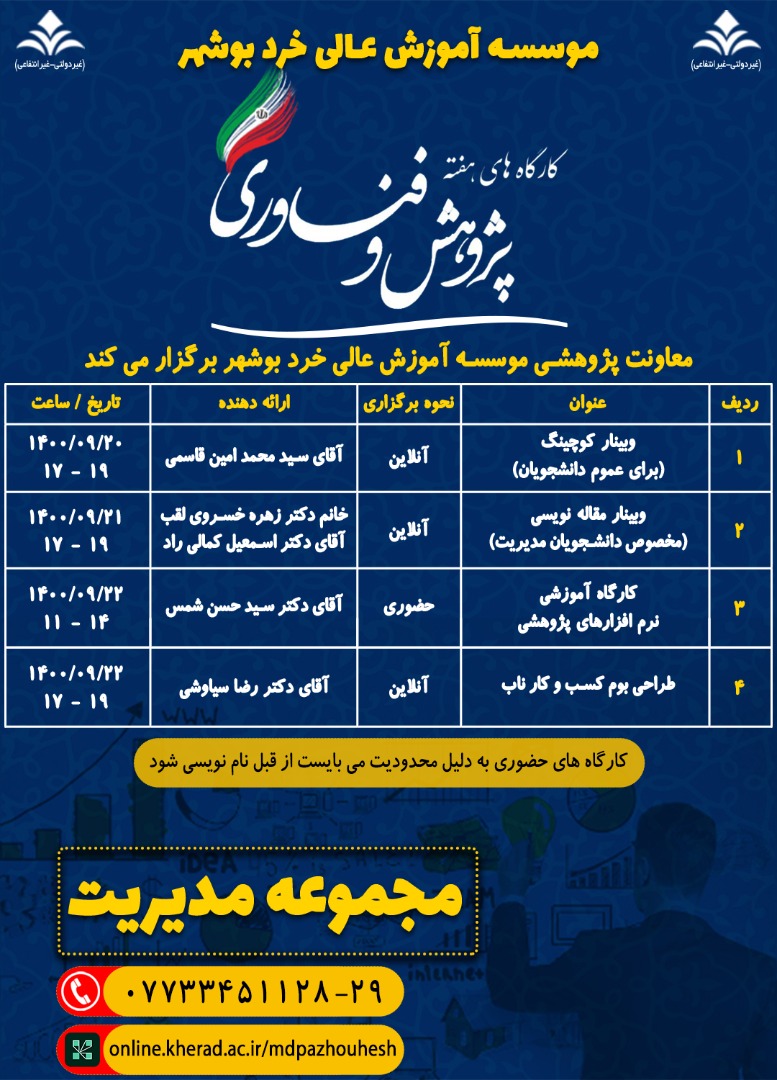 کارگاه های هفته پژوهش و فناوری - مجموعه مدیریت