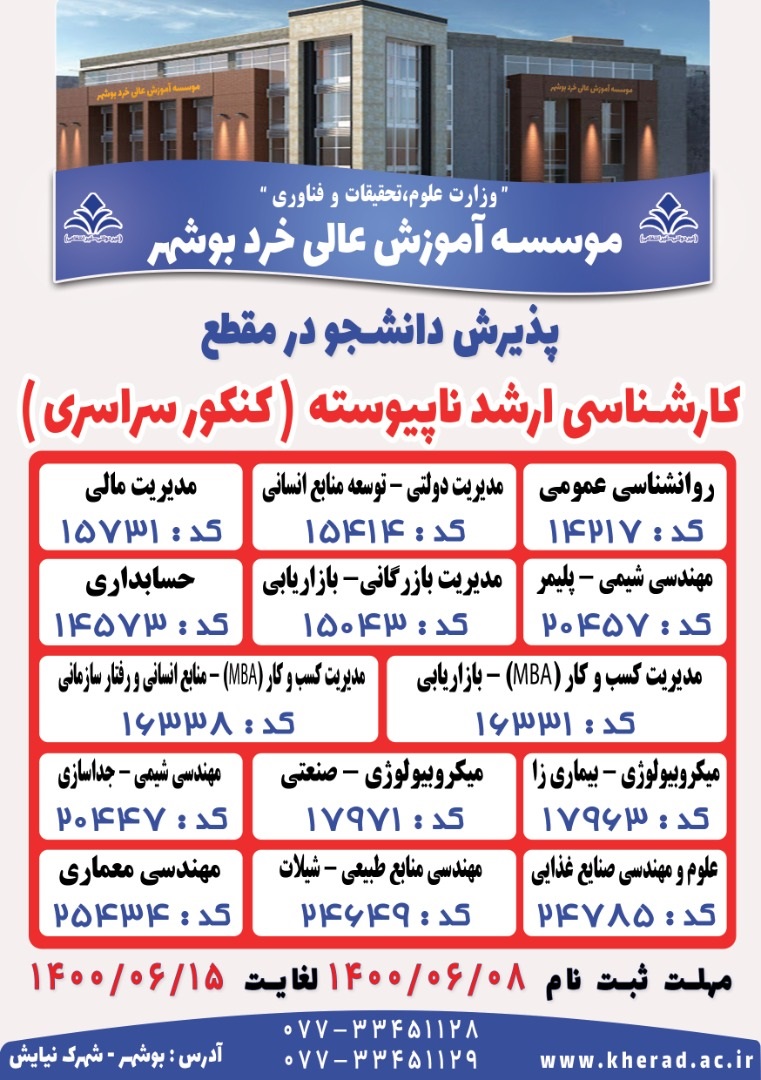 پذیرش دانشجو در مقطع کارشناسی ارشد ناپیوسته