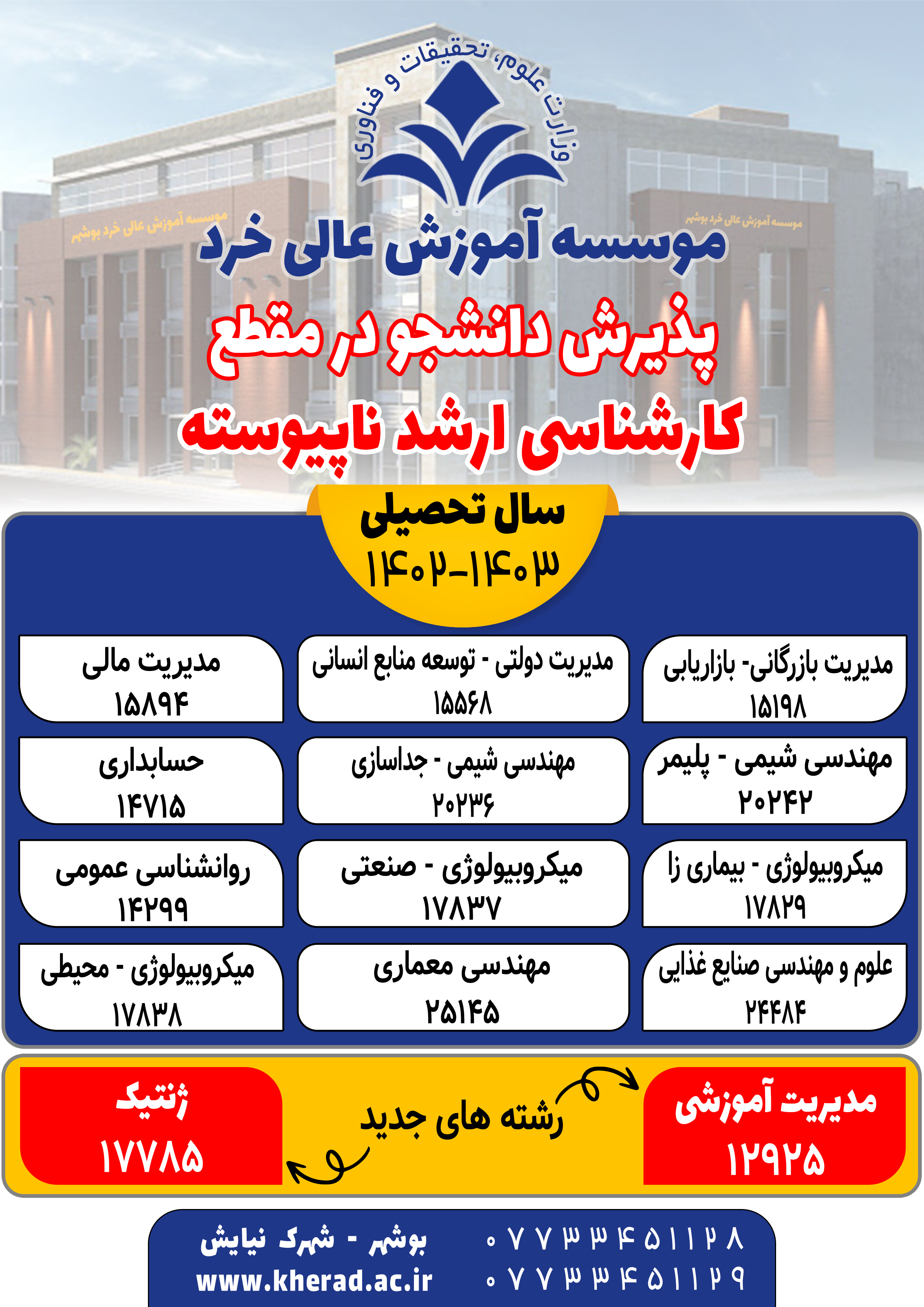 پذیرش دانشجو در مقطع کارشناسی ارشد ناپیوسته1403-1402